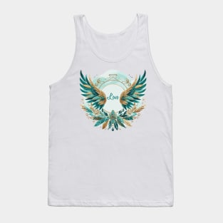 Angel Wings Blue Watercolor with Love Tank Top